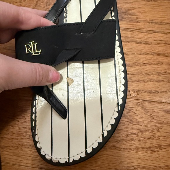 Lauren Ralph Lauren Rosalind Black Stripe Thong Sandals Size 6B - Picture 10 of 11